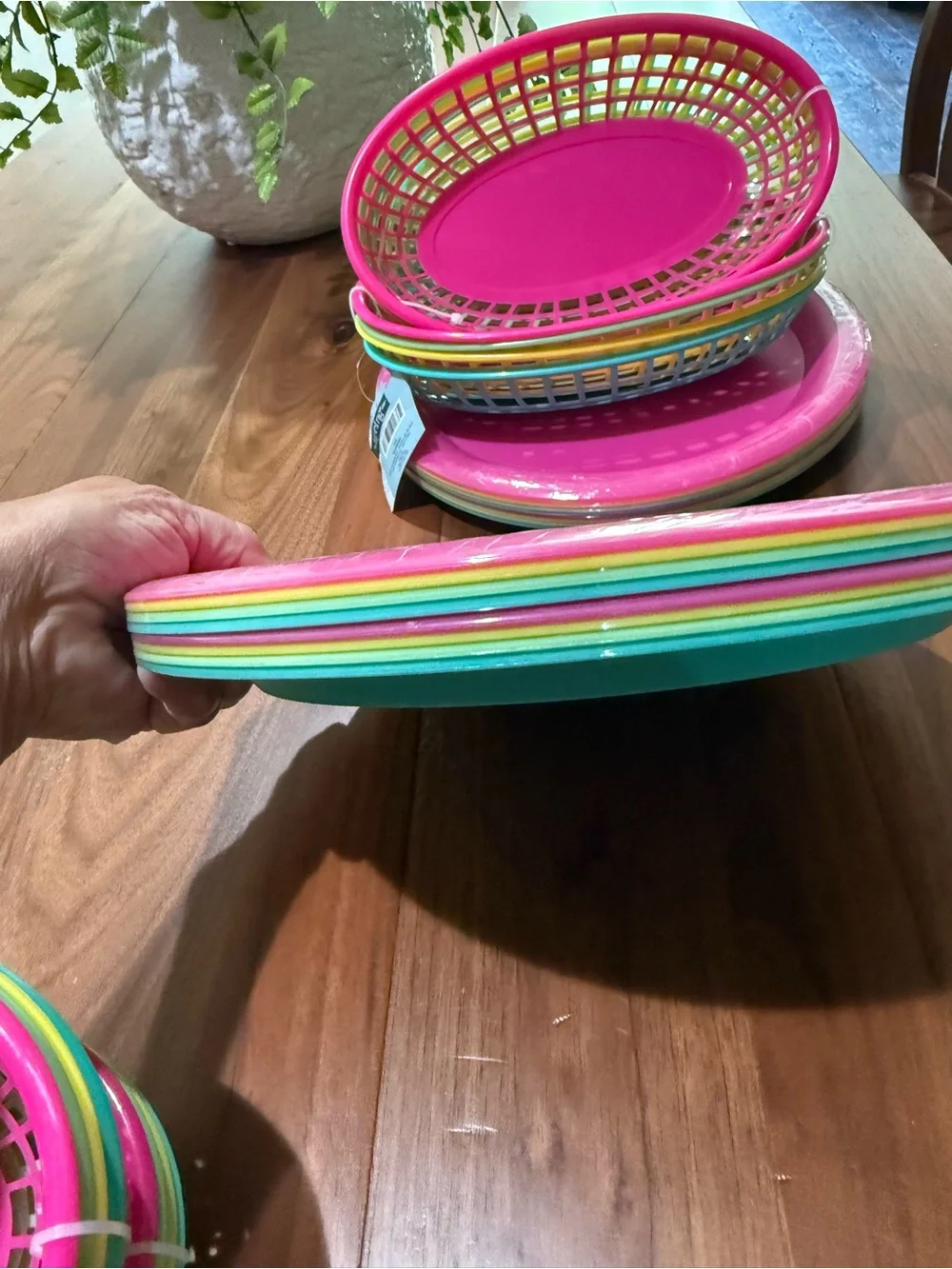 Bright Colorful Plastic Serving Baskets & Plates Party Pack  12 each  NWT